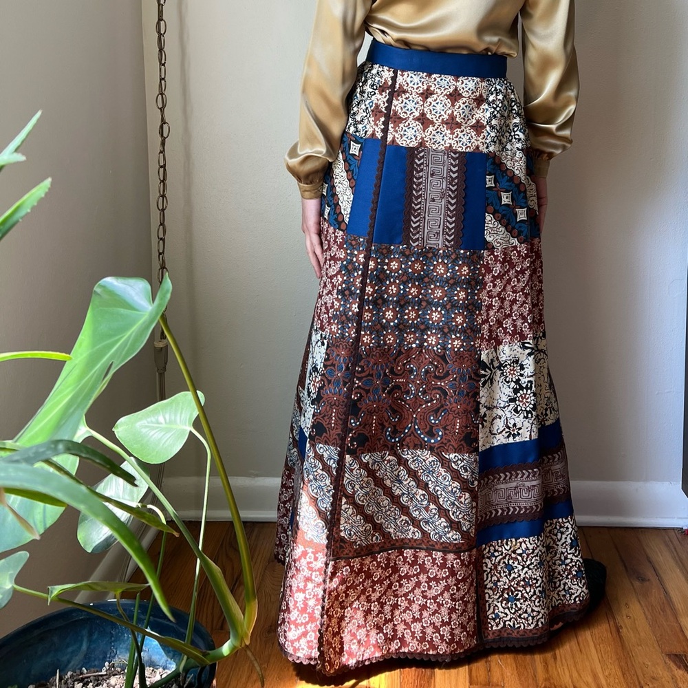70s Patchwork Maxi Wrap Skirt - Picture 5 of 9
